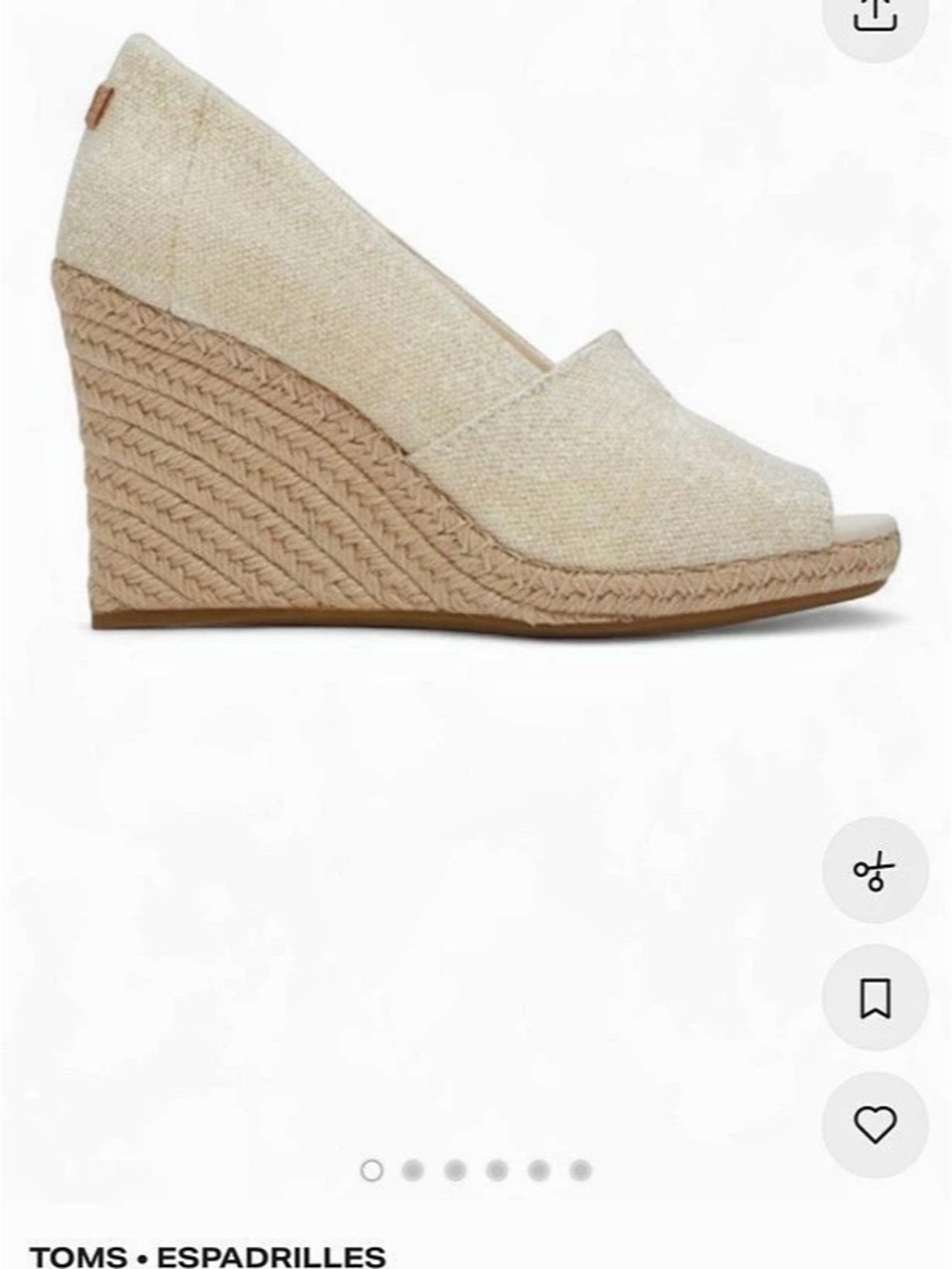 TOMS Michelle Espadrille Wedge Peep Toe Tan US 7
